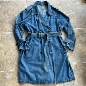 Vintage liz authentic denim trench long coat size small